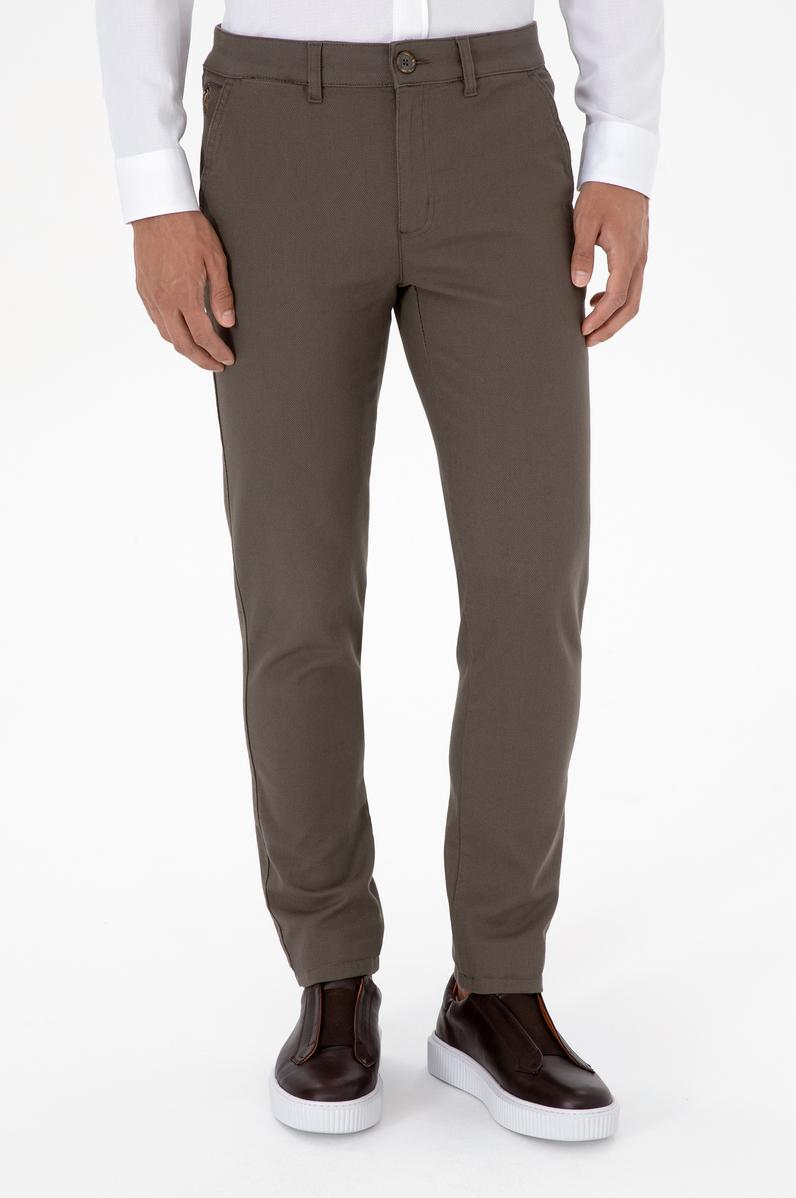Erkek Vizon Slim Fit Kanvas / Chino Pantolon