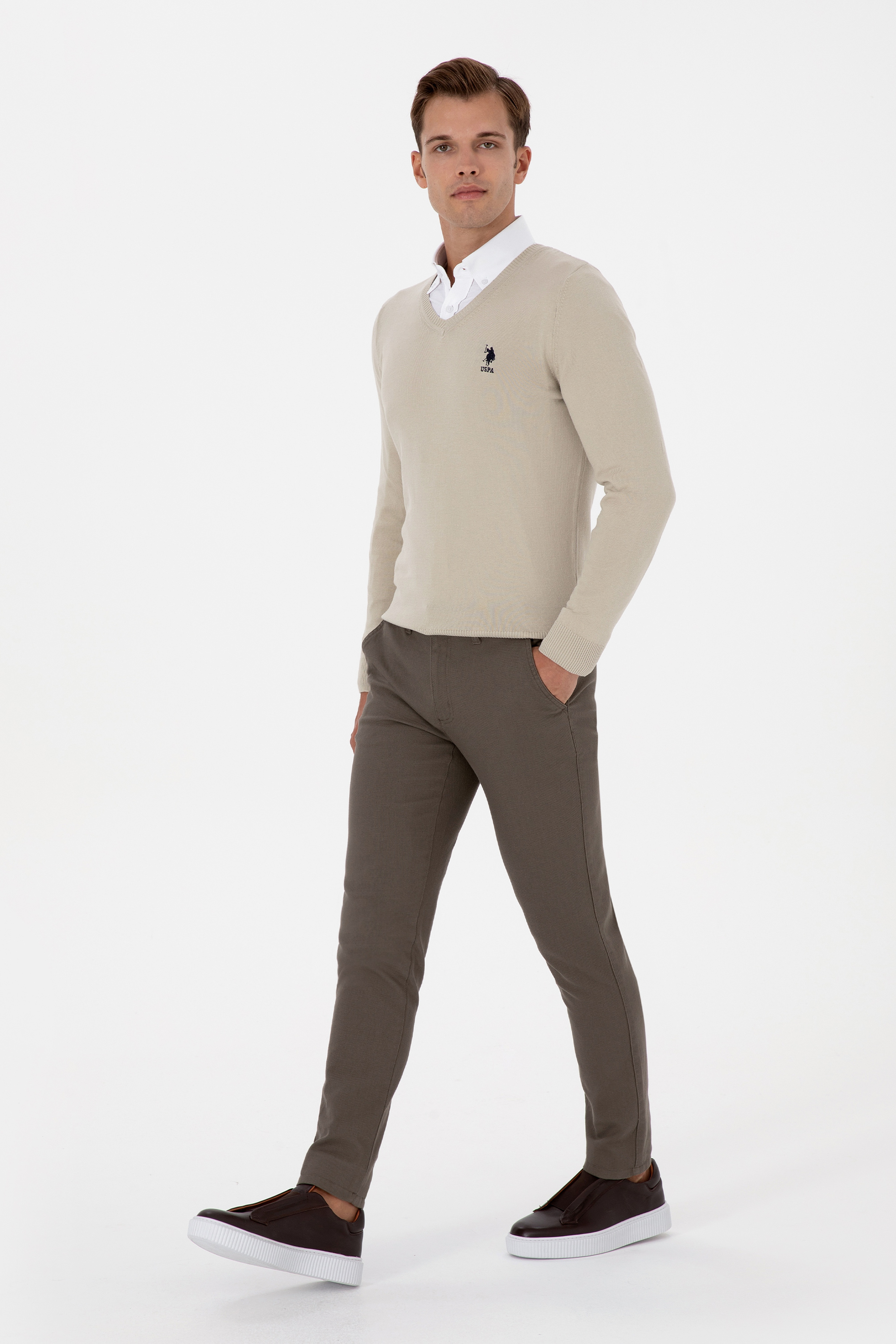 Erkek Slim Fit Vizon Kanvas / Chino Pantolon - Image 3