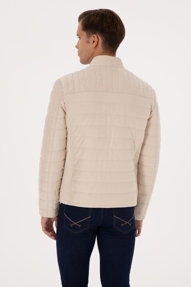 Erkek Bej Deri Ceket - 50317296029