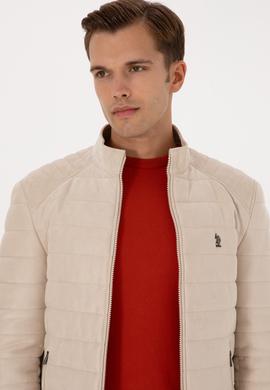 Erkek Bej Deri Ceket - 50317296029