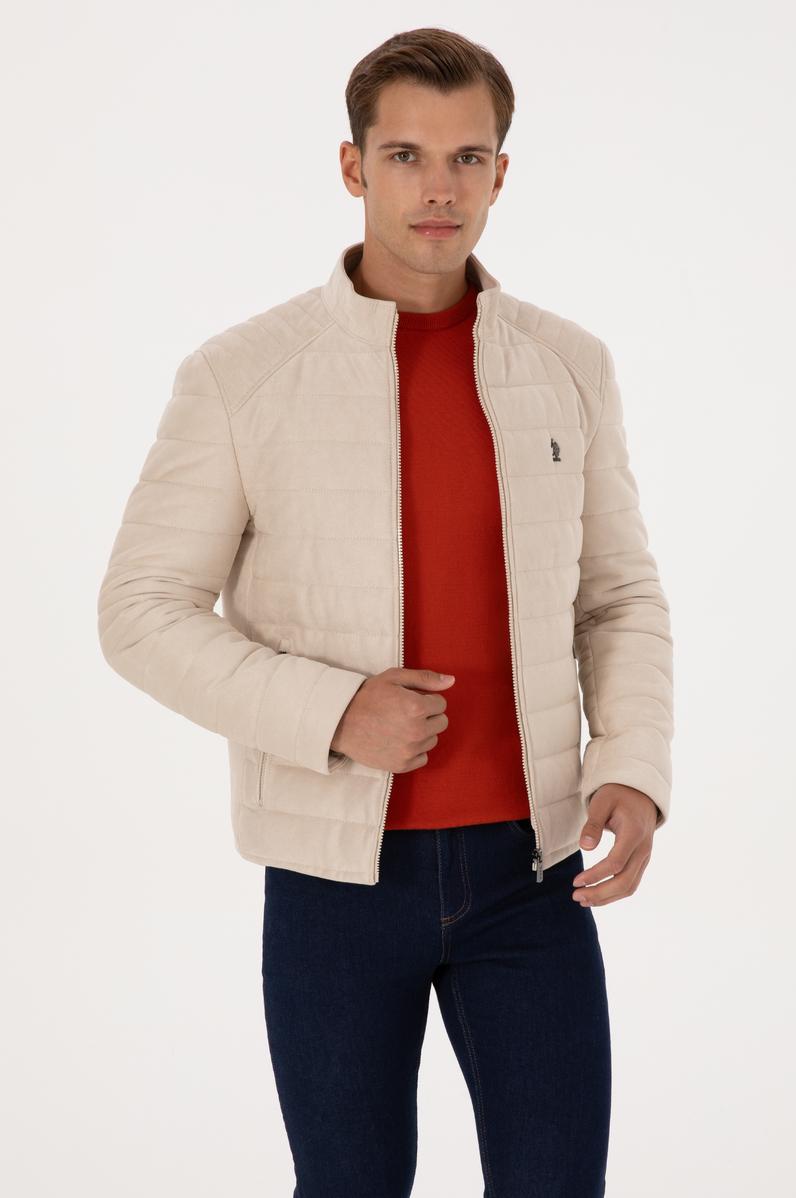 Erkek Bej Deri Ceket