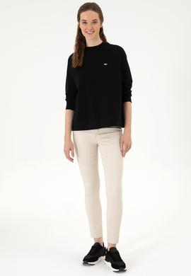 Kadın Siyah Regular Bisiklet Yaka Basic Sweatshırt - 50313610005