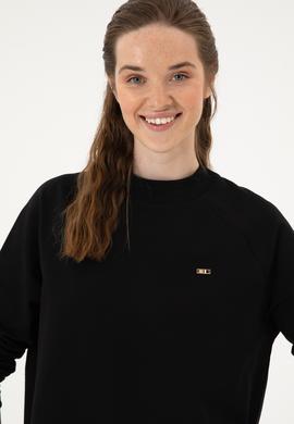 Kadın Siyah Regular Bisiklet Yaka Basic Sweatshırt - 50313610005