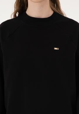 Kadın Siyah Regular Bisiklet Yaka Basic Sweatshırt - 50313610005