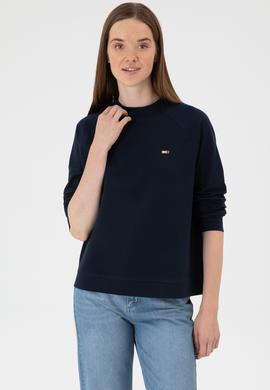 Kadın Lacivert Regular Bisiklet Yaka Basic Sweatshırt - 50313610015