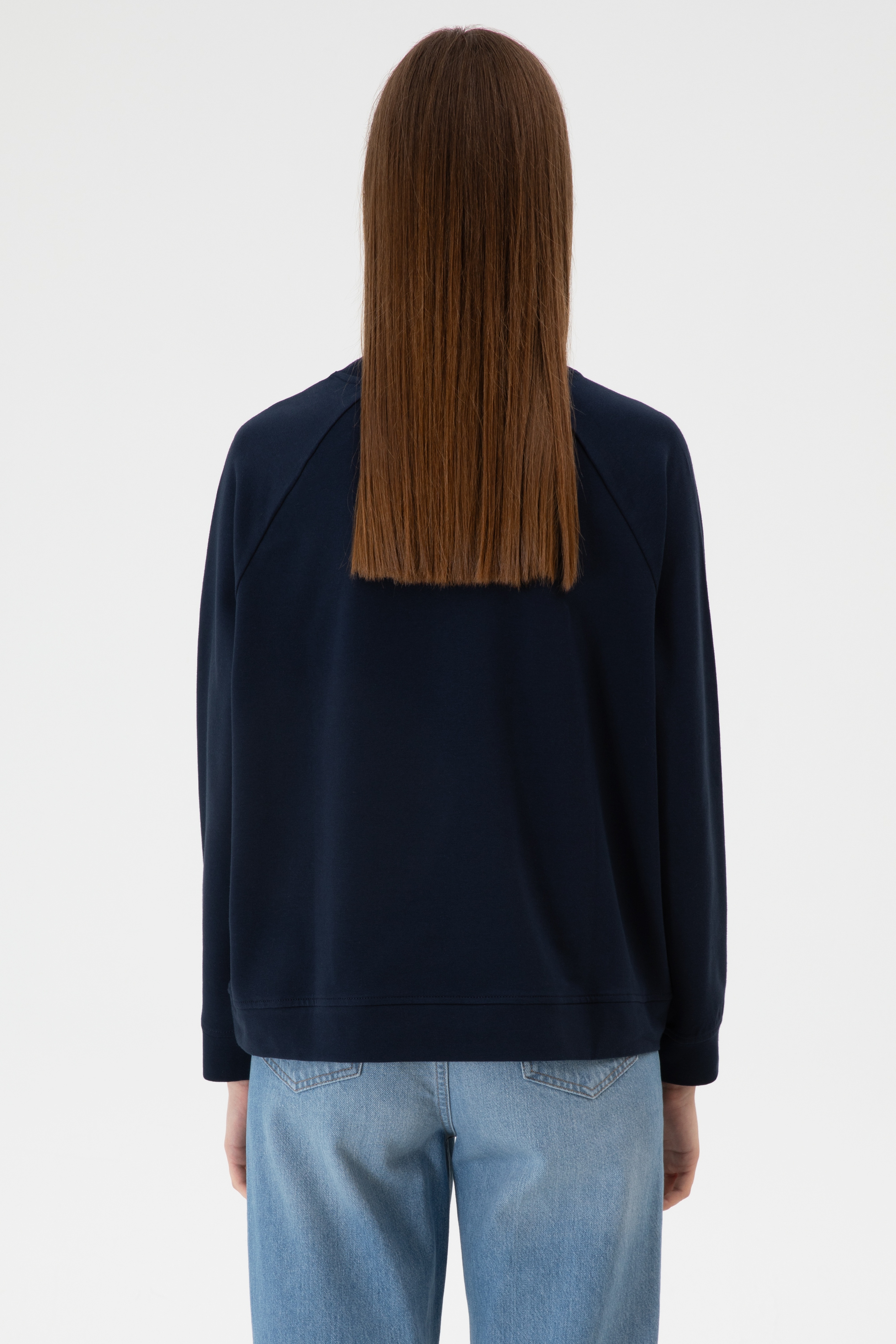 Kadın Lacivert Regular Bisiklet Yaka Basic Sweatshırt - Image 5