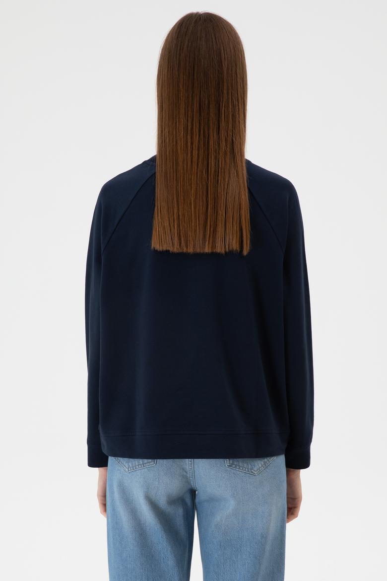 Kadın Lacivert Regular Bisiklet Yaka Basic Sweatshırt - 50313610015