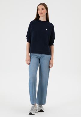 Kadın Lacivert Regular Bisiklet Yaka Basic Sweatshırt - 50313610015
