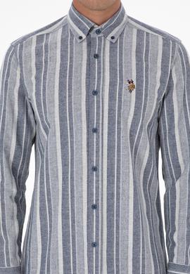 Erkek Lacivert Uzun Kollu Çizgili Gömlek - 50316565017