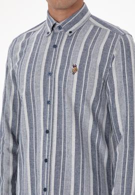 Erkek Lacivert Uzun Kollu Çizgili Gömlek - 50316565017