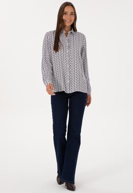 Kadın Beyaz Uzun Kollu Gömlek - 50316415019