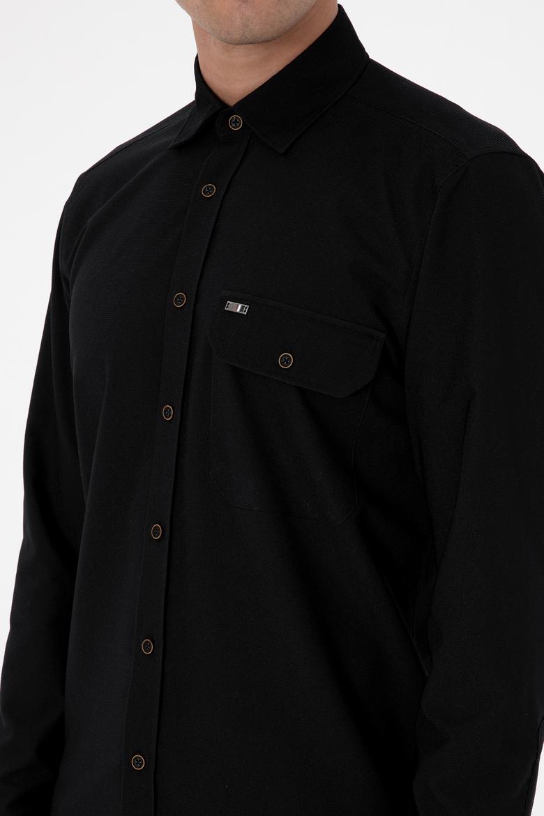 Erkek Siyah Uzun Kollu Gömlek - 50316655009