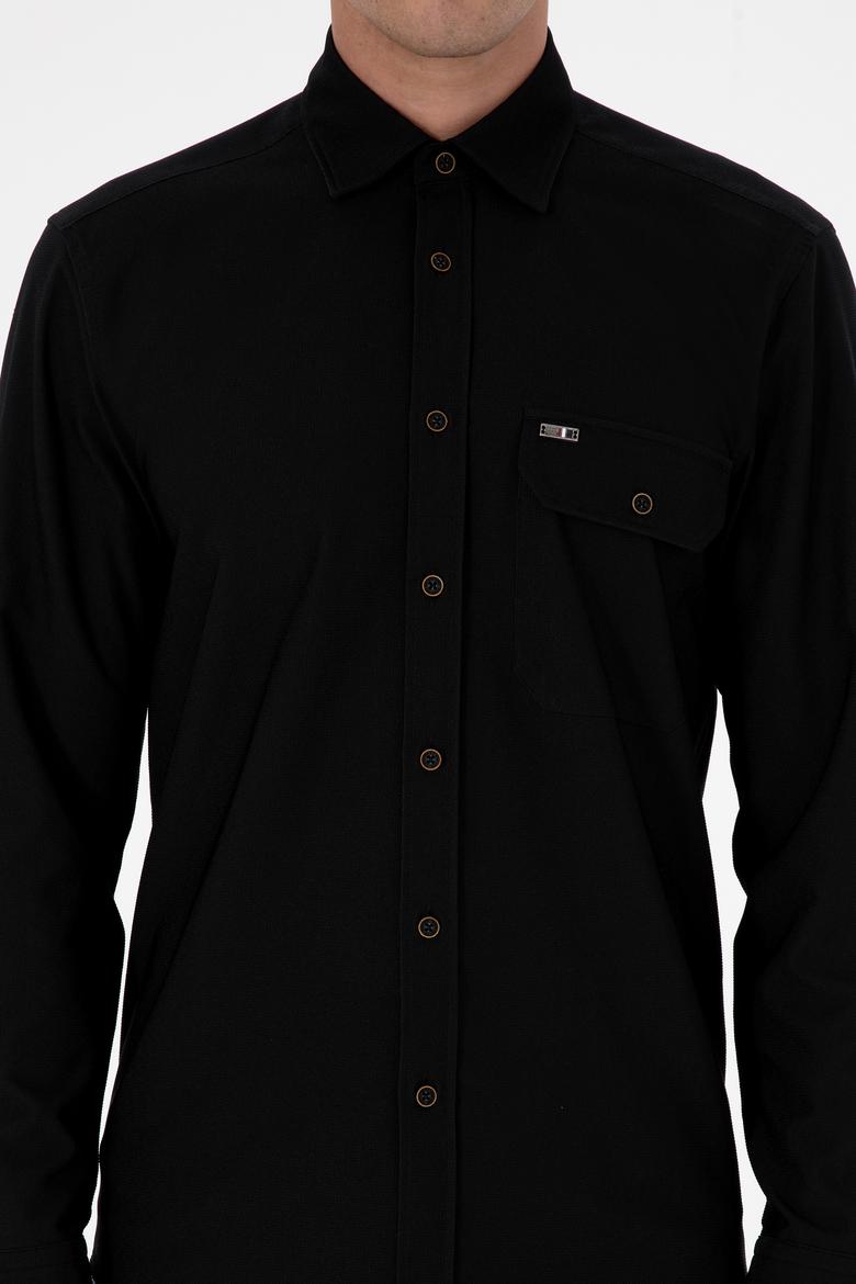 Erkek Siyah Uzun Kollu Gömlek - 50316655009