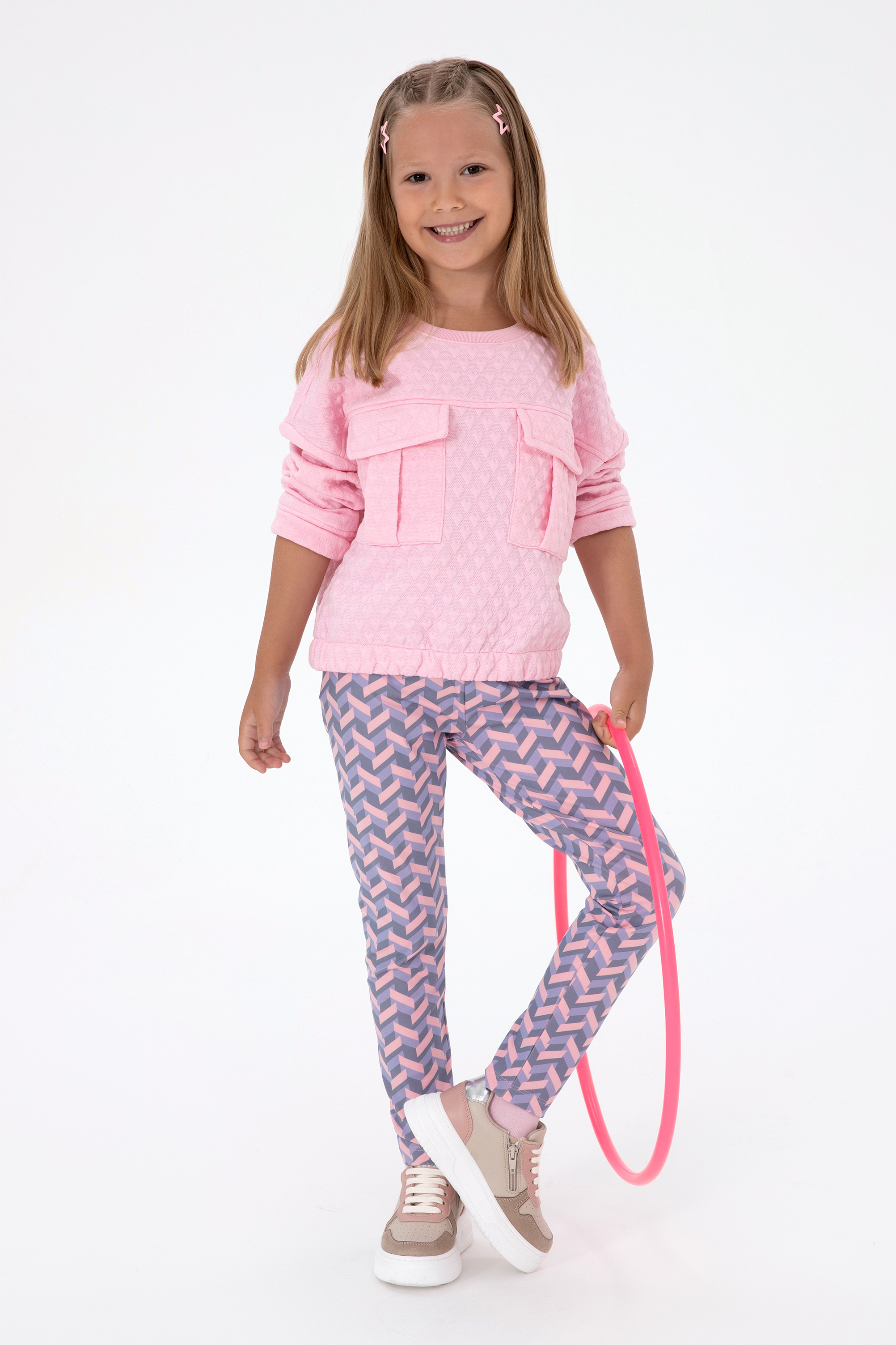 Kız Çocuk Pembe Sweatshirt - Image 2