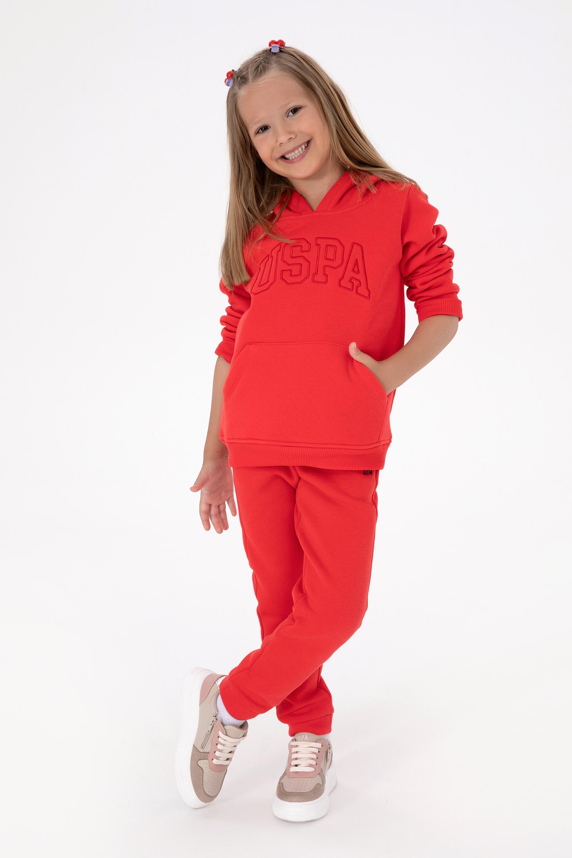 Kız Çocuk Kırmızı Şardonlu Jogger Eşofman Altı