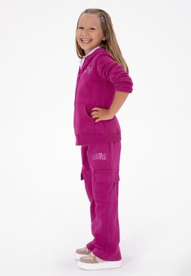 Kız Çocuk Fuşya Kapüşonlu Fermuarlı Basic Sweatshirt - 50316837017