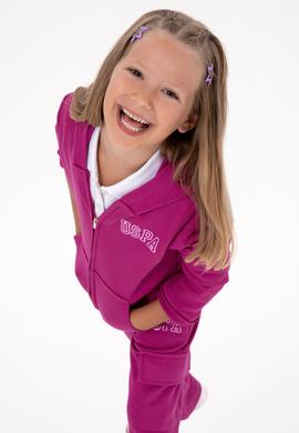 Kız Çocuk Fuşya Kapüşonlu Fermuarlı Basic Sweatshirt - 50316837017