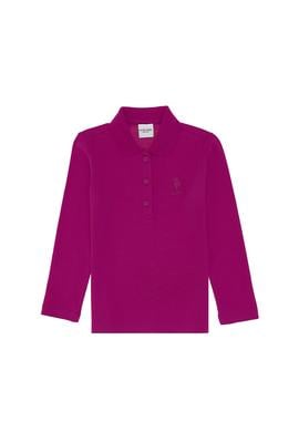 Kız Çocuk Fuşya Polo Yaka Basic Sweatshirt - 50316836015