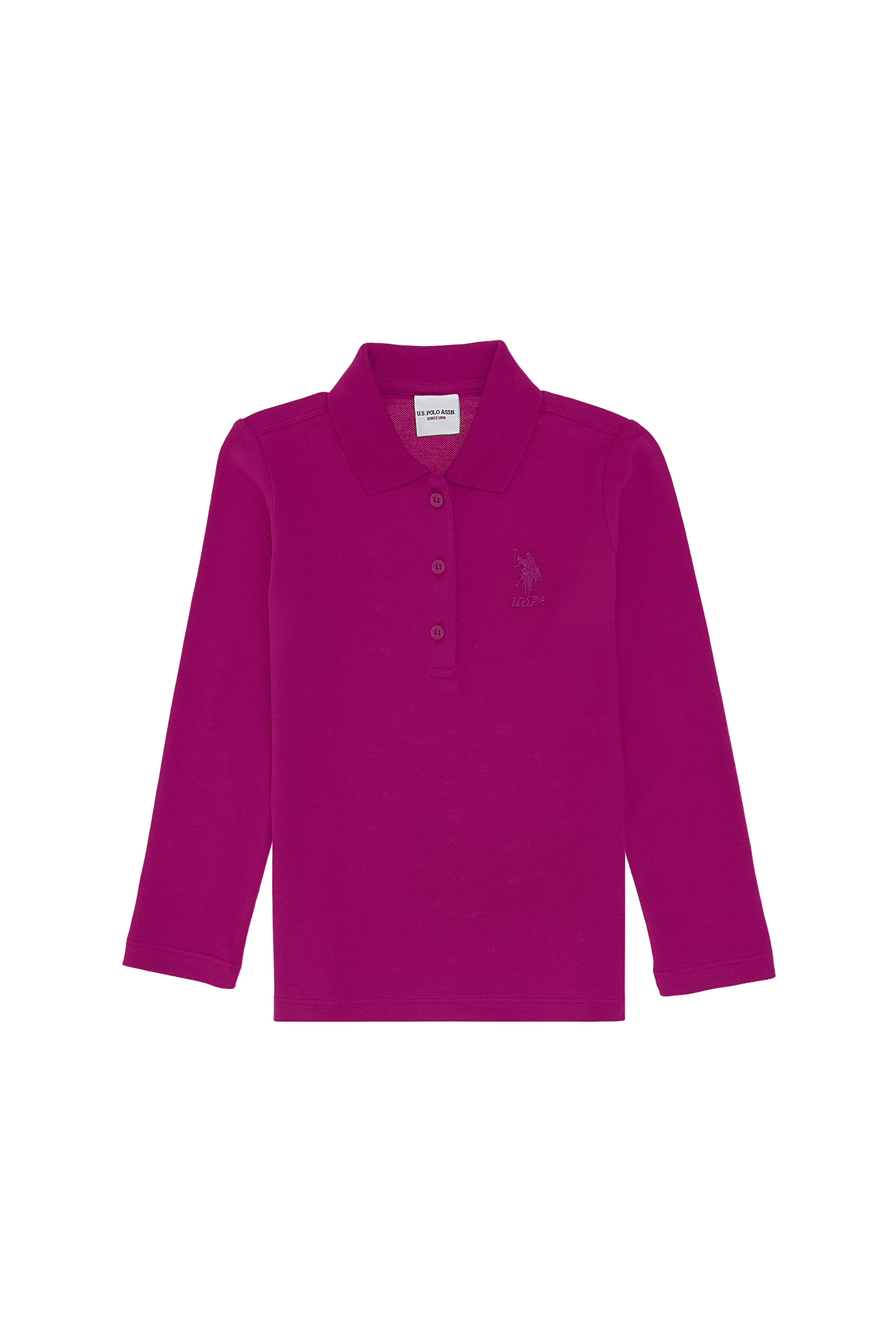 Kız Çocuk Fuşya Polo Yaka Basic Sweatshirt - Image 3