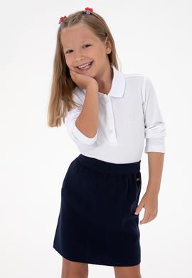 Kız Çocuk Beyaz Polo Yaka Basic Sweatshirt - 50316836010