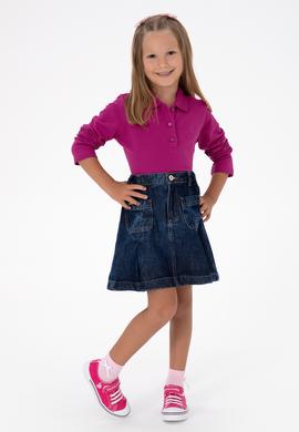 Kız Çocuk Fuşya Polo Yaka Basic Sweatshirt - 50316836015