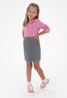 Kız Çocuk Pembe Polo Yaka Basic Sweatshirt - 50316836089