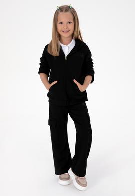 Kız Çocuk Siyah Cep Detaylı Parlak Baskılı Eşofman Altı - 50316892039