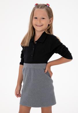 Kız Çocuk Siyah Polo Yaka Basic Sweatshirt - 50316836066