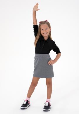 Kız Çocuk Siyah Polo Yaka Basic Sweatshirt - 50316836066