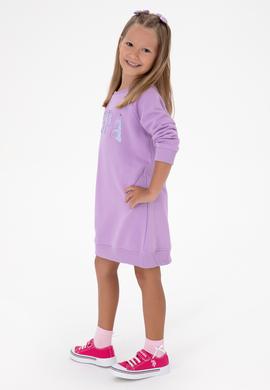 Kız Çocuk Lila Payet Detaylı Bisiklet Yaka Sweat Örme Elbise - 50314313034