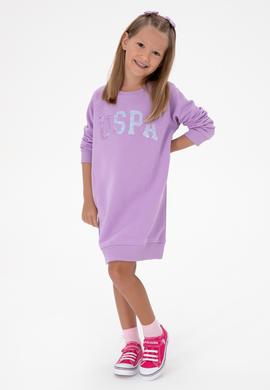 Kız Çocuk Lila Payet Detaylı Bisiklet Yaka Sweat Örme Elbise - 50314313034