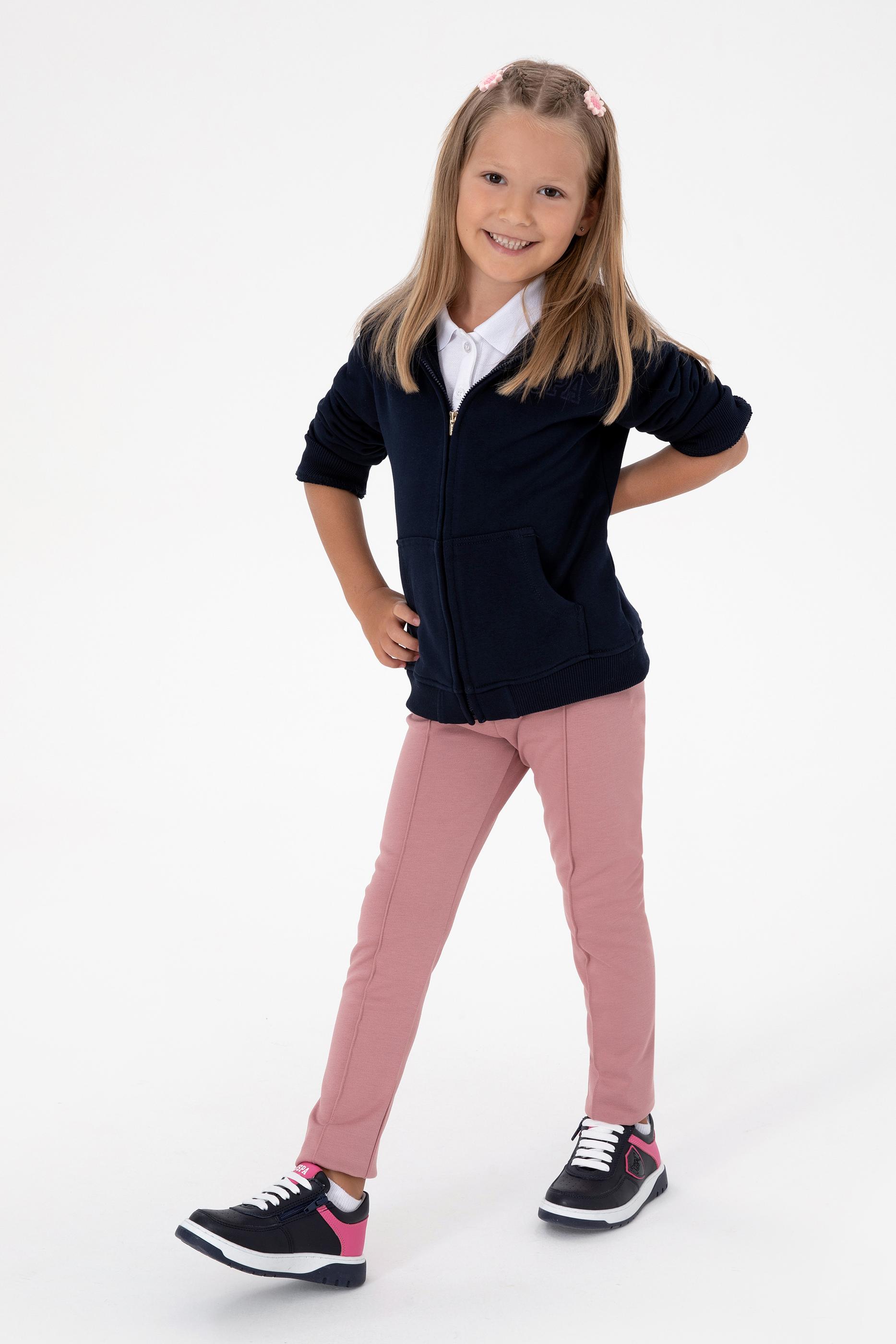 Kız Çocuk Orkide Nervürlü İnterlok Tayt