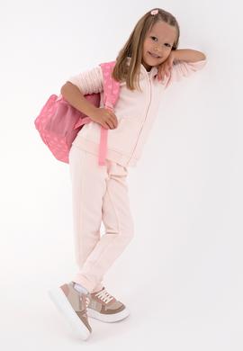 Kız Çocuk Açık Pembe Kapüşonlu Fermuarlı Şardonlu Basic Sweatshirt - 50316809031