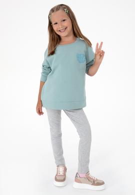 Kız Çocuk Açık Gri Melanj Tayt - 50316890025