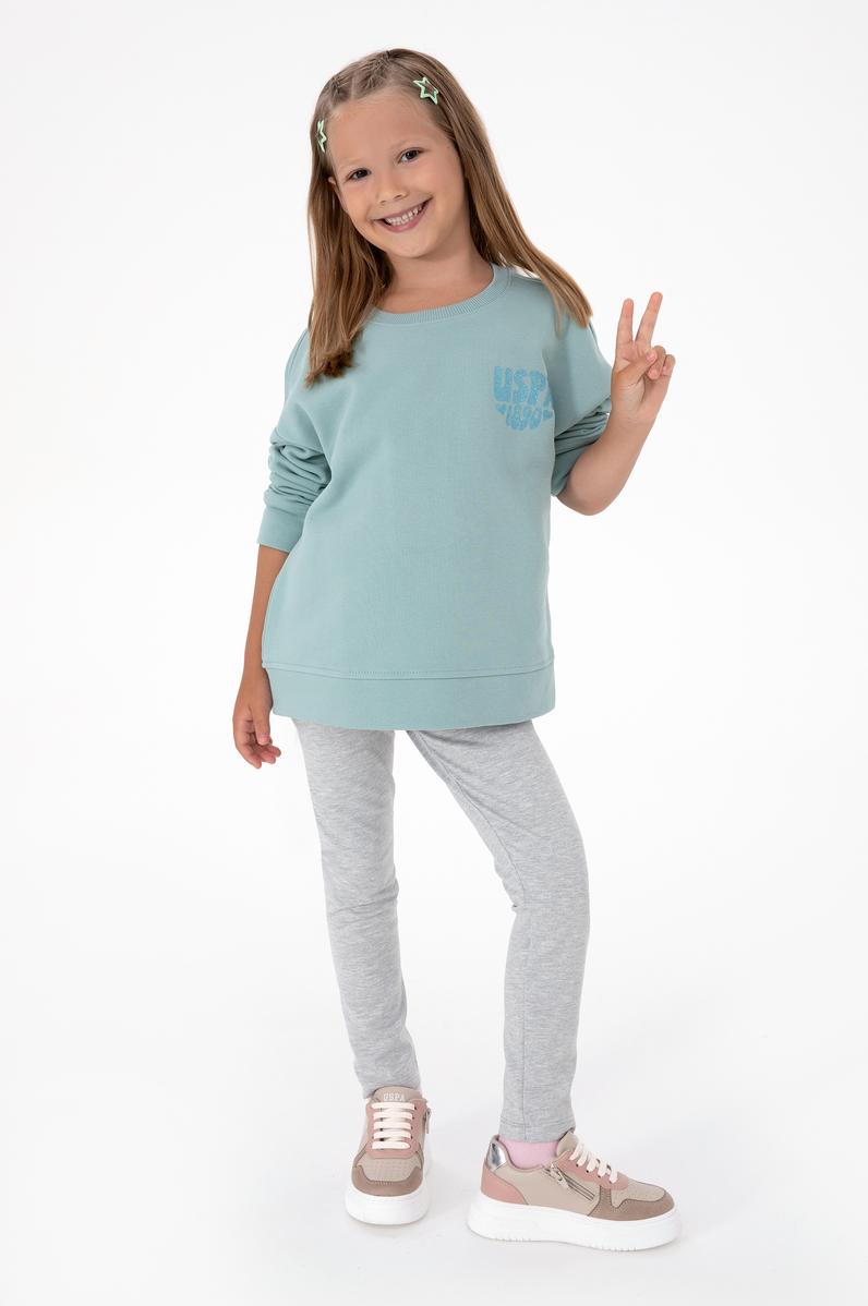 Kız Çocuk Açık Gri Melanj Tayt