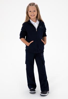 Kız Çocuk Lacivert Cep Detaylı Parlak Baskılı Eşofman Altı - 50316892023