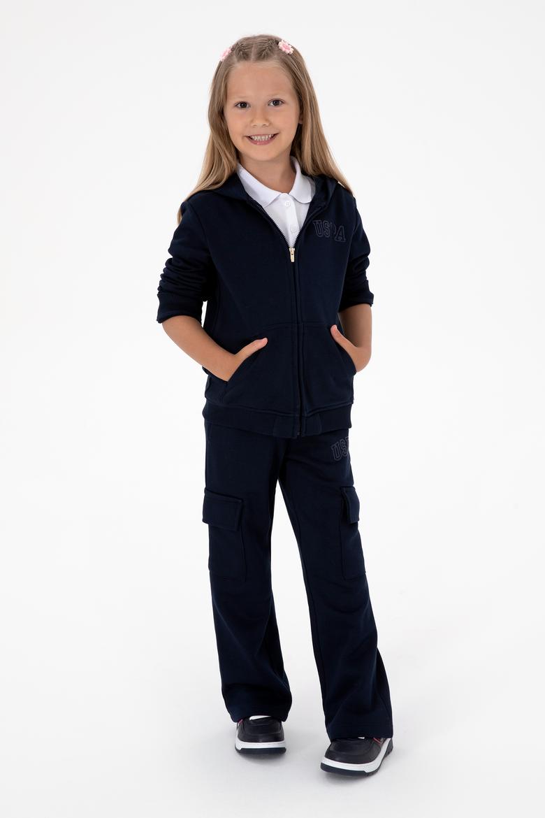 Kız Çocuk Lacivert Cep Detaylı Parlak Baskılı Eşofman Altı - 50316892023