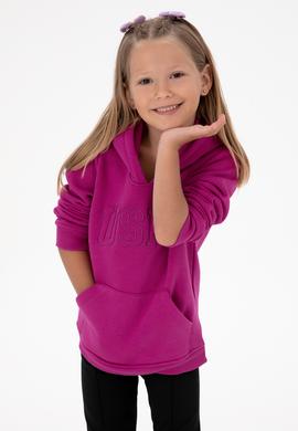 Kız Çocuk Fuşya Kapüşonlu Şardonlu Basic Sweatshirt - 50314311040