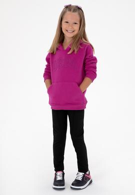 Kız Çocuk Fuşya Kapüşonlu Şardonlu Basic Sweatshirt - 50314311040