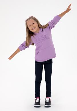 Kız Çocuk Lila Basic Kapüşonlu Şardonlu Basic Sweatshirt - 50314311095