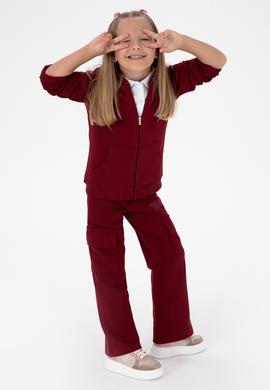 Kız Çocuk Bordo Cep Detaylı Parlak Baskılı Eşofman Altı - 50316892002