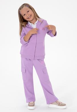 Kız Çocuk Lila Cep Detaylı Parlak Baskılı Eşofman Altı - 50316892072