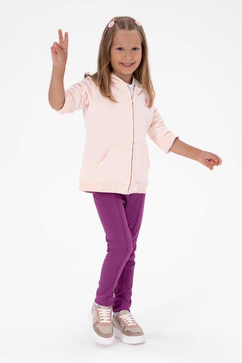 Kız Çocuk Menekşe Nervürlü İnterlok Tayt