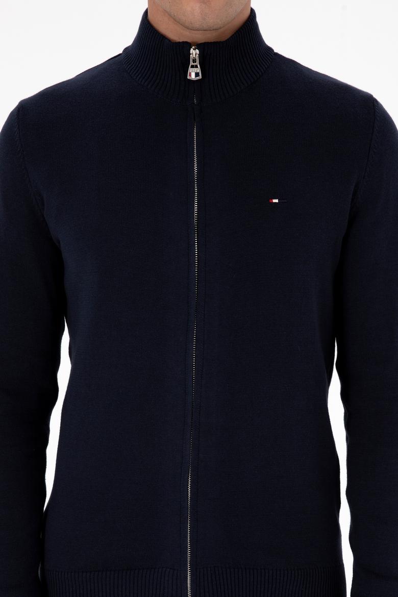 Erkek Slim Fit Lacivert Basic Triko Hırka - 50313688017