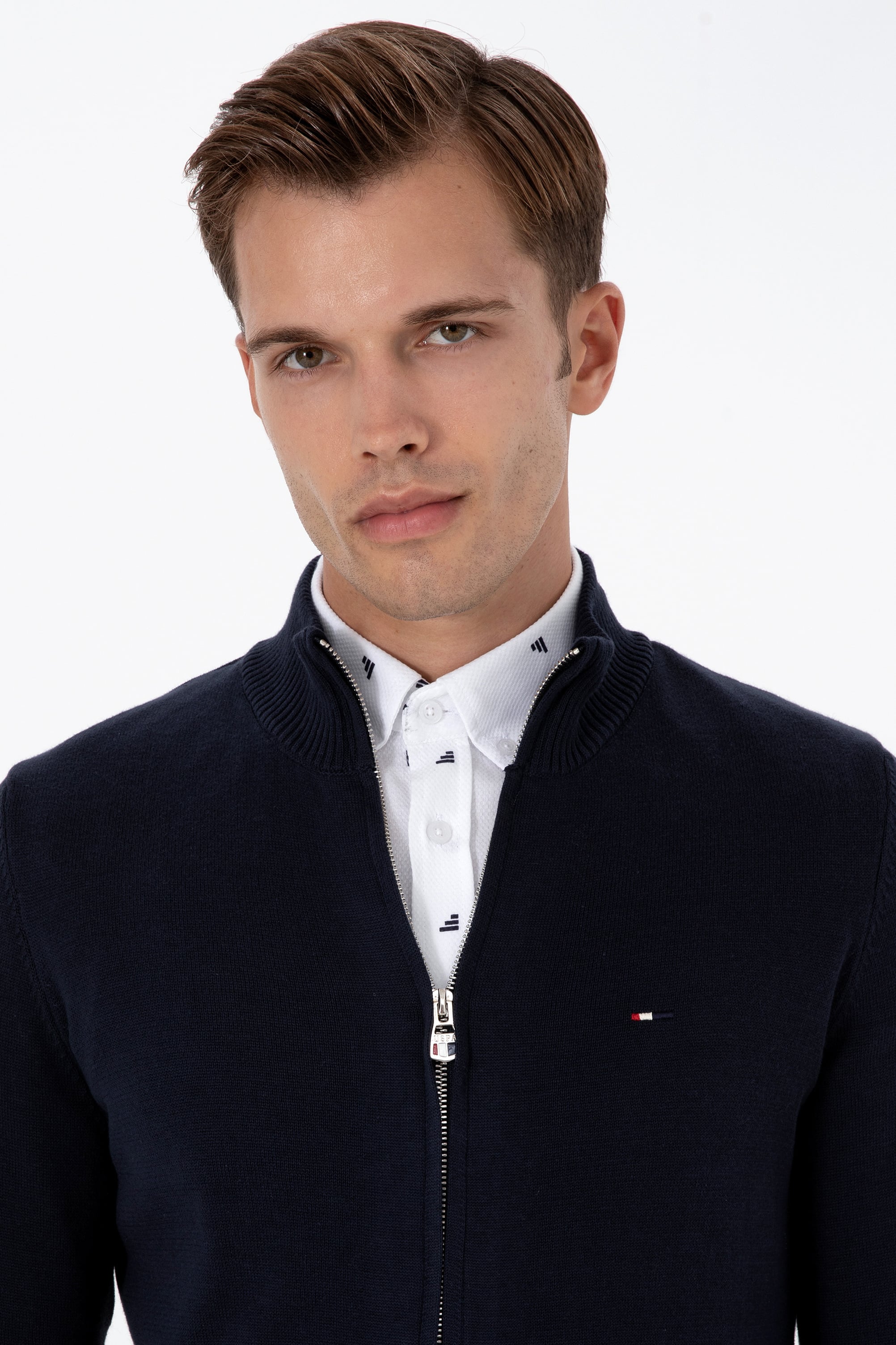 Erkek Slim Fit Lacivert Basic Triko Hırka