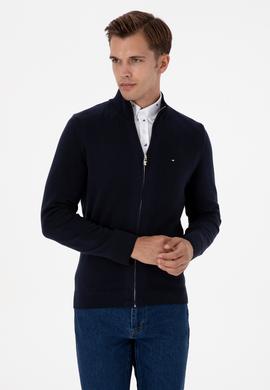 Erkek Slim Fit Lacivert Basic Triko Hırka - 50313688017