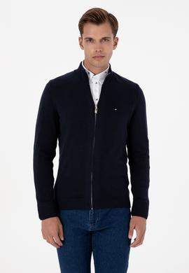 Erkek Slim Fit Lacivert Basic Triko Hırka - 50313688017