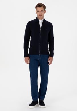 Erkek Slim Fit Lacivert Basic Triko Hırka - 50313688017