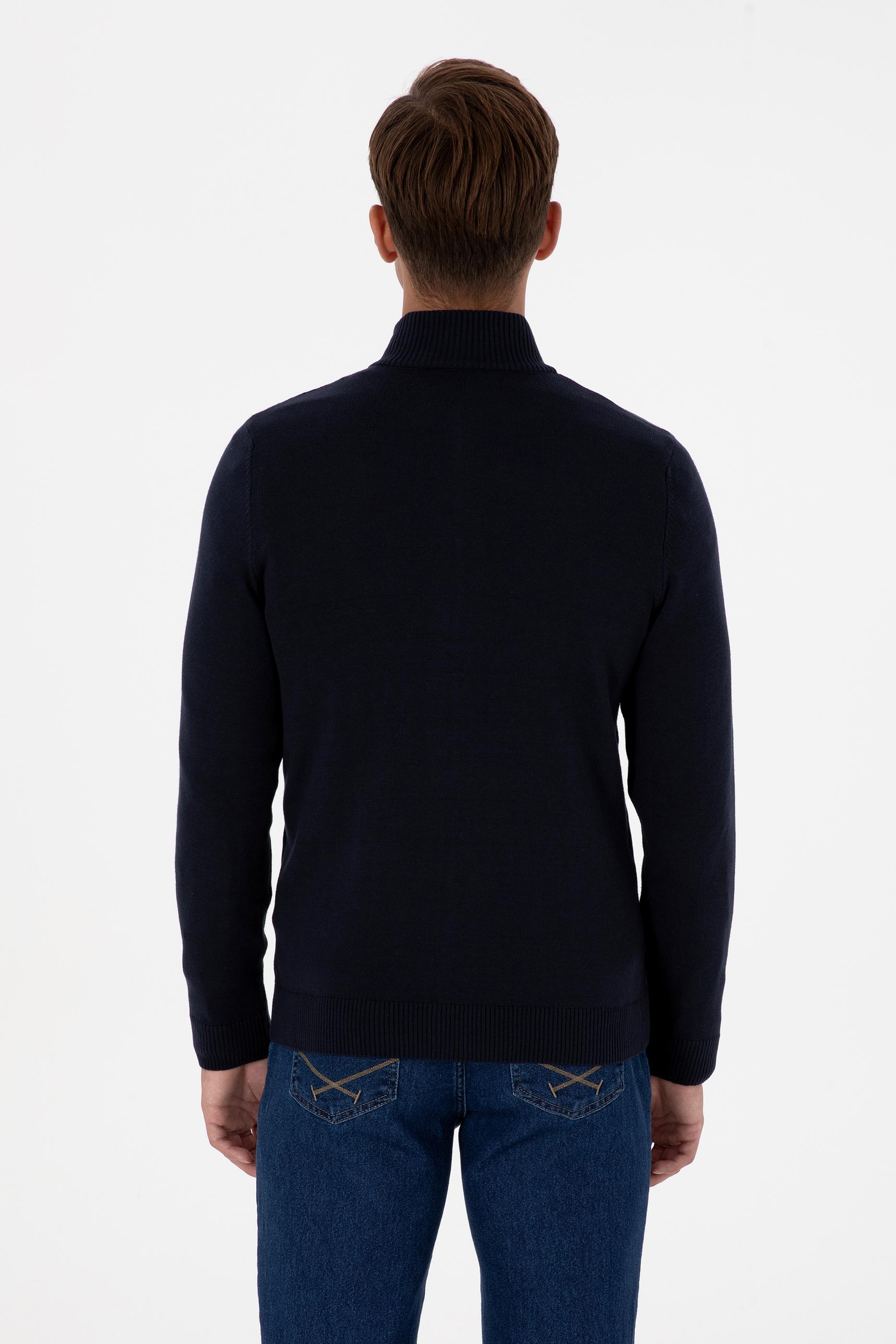 Erkek Slim Fit Lacivert Basic Triko Hırka