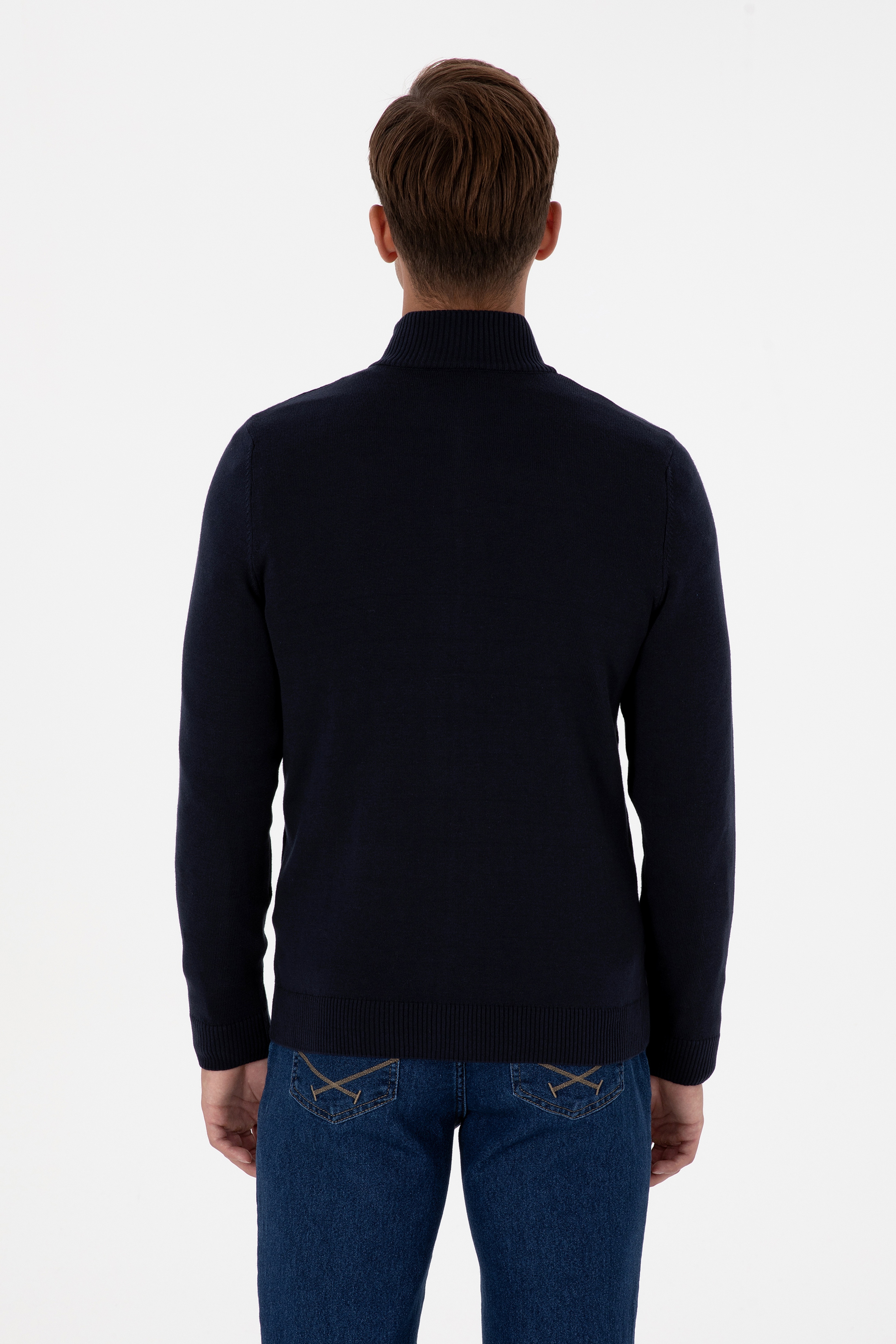 Erkek Slim Fit Lacivert Basic Triko Hırka
